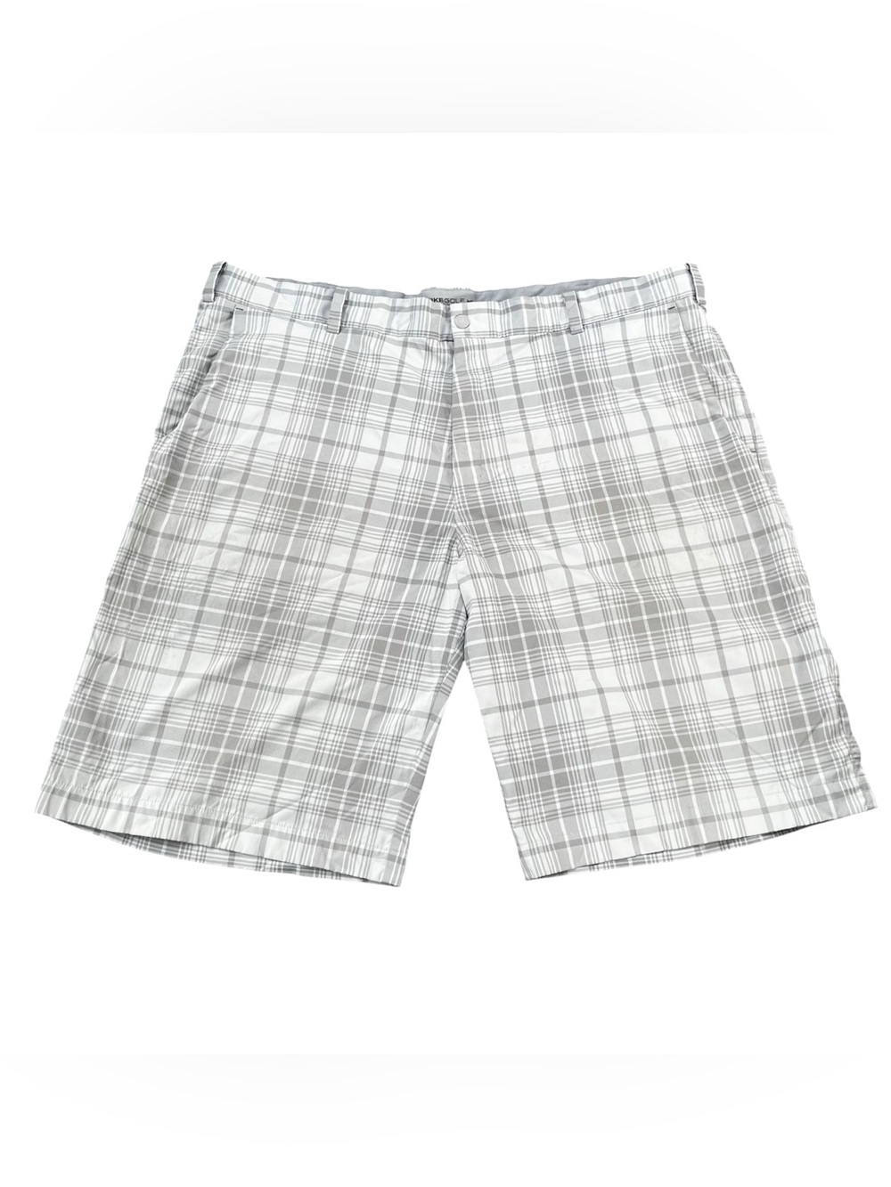 Nike Golf Gri Fit  Grey White Plaid Shorts Mens Sz 42